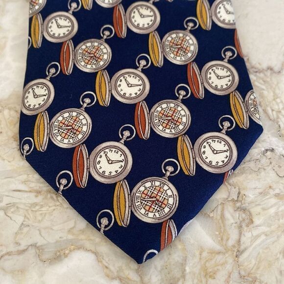 Burberry’s of London Clocks Nova Check Print 100% Silk Tie - Picture 4 of 13